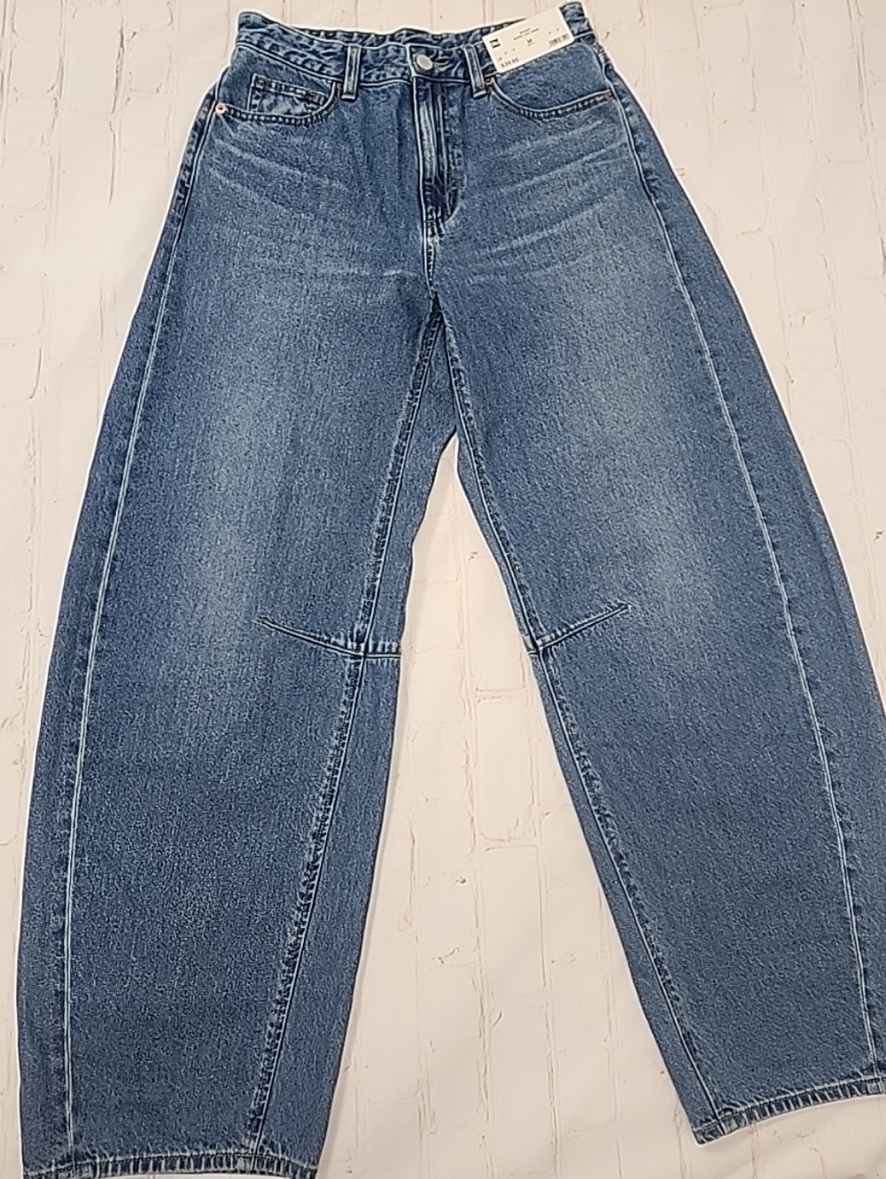 GU by Uniqlo Womens Medium (28) Barrel Leg Denim Jeans Blue Cotton